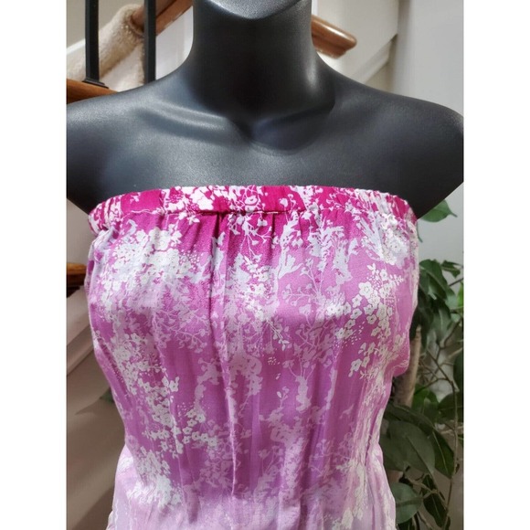 Ash & Sara Women Pink & White Floral Viscose Off the Shoulder Long Maxi Dress S - Picture 2 of 12